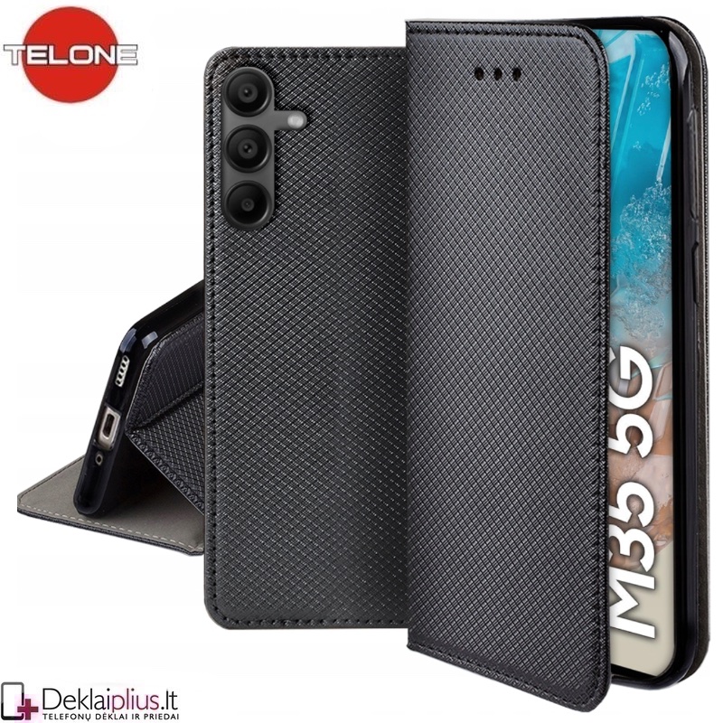 Telone atverčiamas dėklas - juodas (Samsung Galaxy M35 5G) Telone atverčiamas dėklas - juodas (Samsung Galaxy M35 5G)